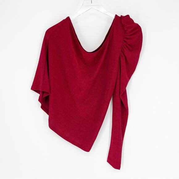 NWT Eloquii Lurex Stretch One Shoulder Top 14/16 Red - Picture 2 of 8